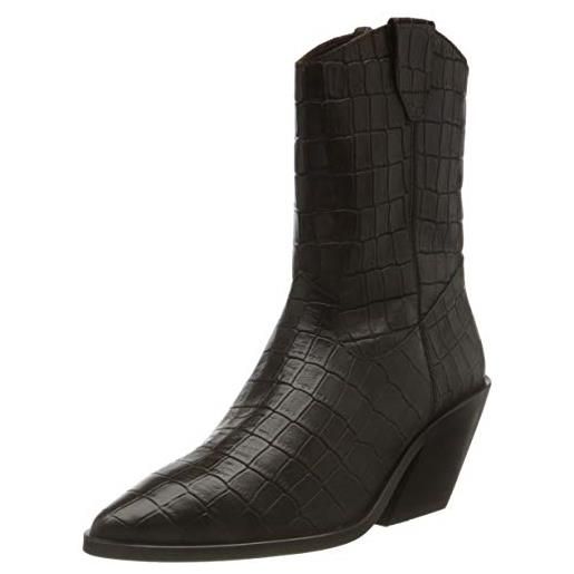 Vero moda vmsibea leather boot, stivaletto donna, caffè nero, 36 eu