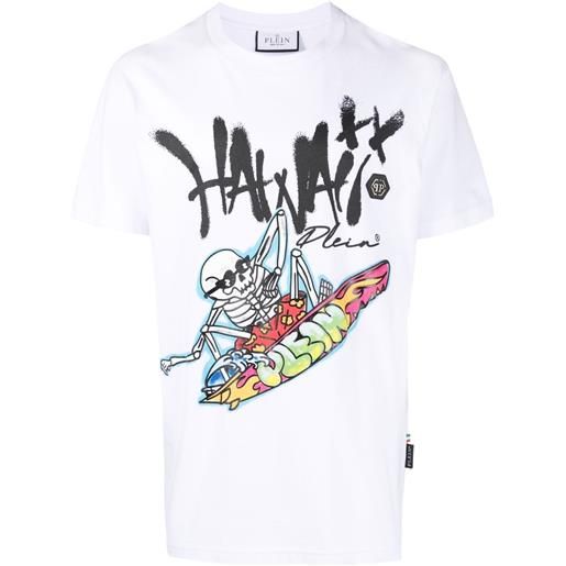 Philipp Plein t-shirt hawaii con stampa grafica - bianco