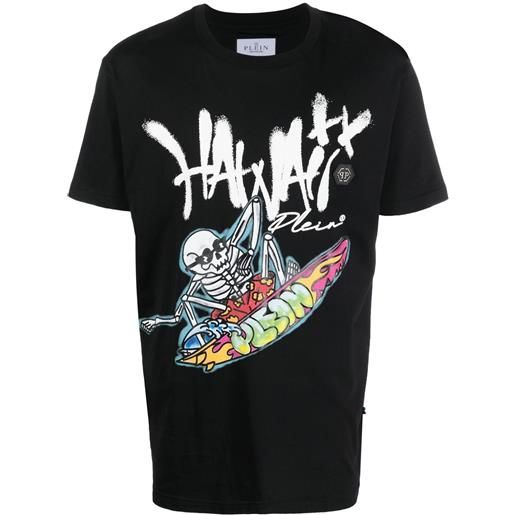 Philipp Plein t-shirt hawaii con stampa grafica - nero