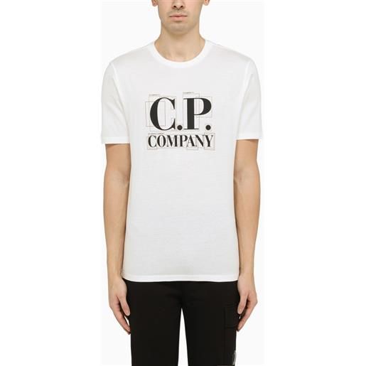 C.P. Company t-shirt bianca con stampa logo sul davanti