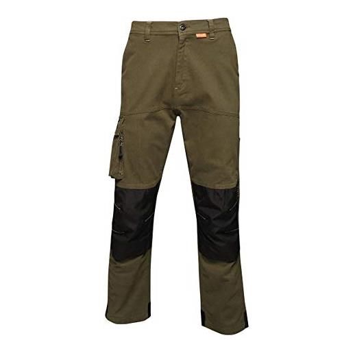 Regatta pantaloni da lavoro tactical threads scandal elasticizzati multi tasca con rinforzi trousers, uomo, dark khaki, 40