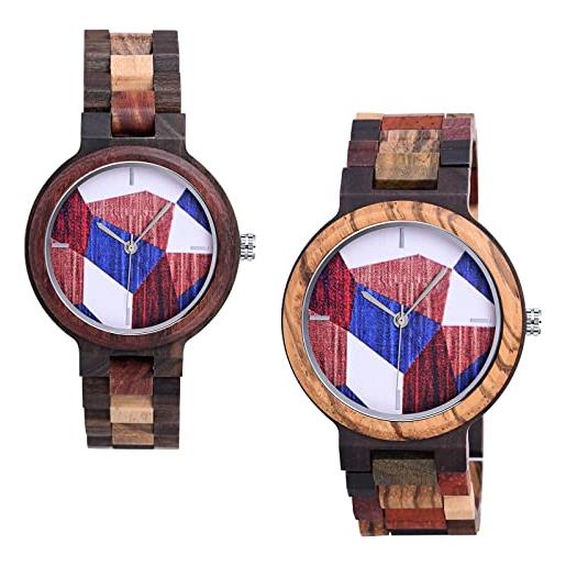 MicLee-orologio da coppia, orologio al quarzo colorato, quadrante in legno naturale, cinturino in acciaio inossidabile, adatto a uomini e donne, moda casual, ultra sottile