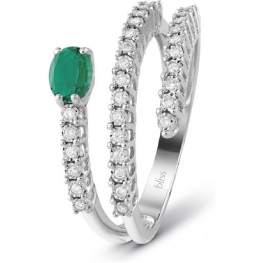 Bliss anello rugiada colors con smeraldo e diamanti