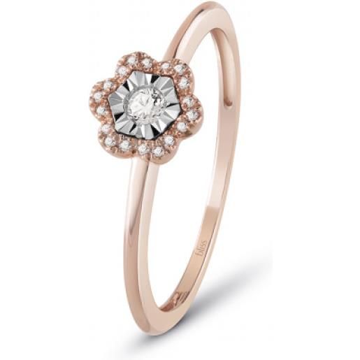 Bliss anello rugiada in oro rosa con diamanti