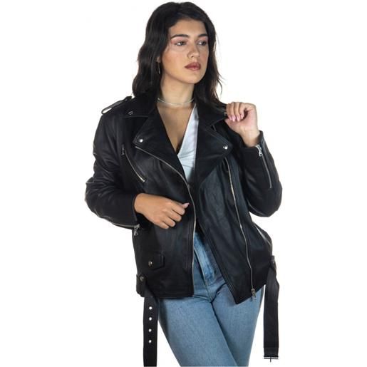 Leather Trend mia - chiodo donna oversize nero in vera pelle