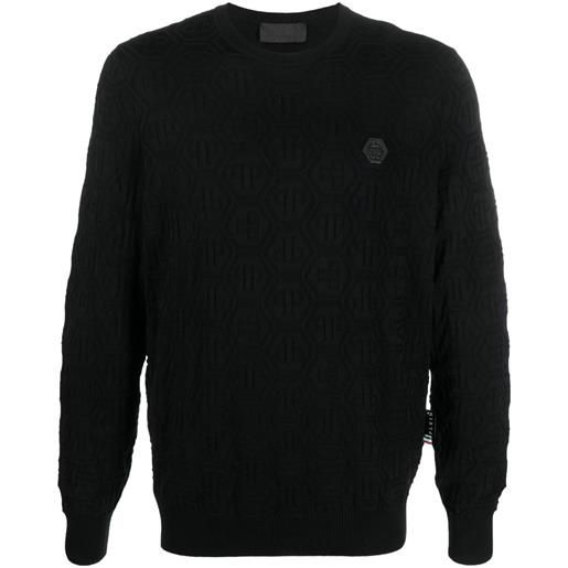 Philipp Plein maglione girocollo con applicazione - nero