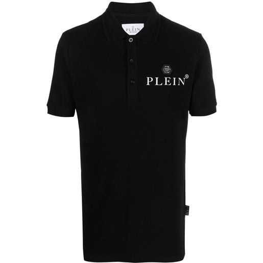 Philipp Plein polo con placca logo - nero