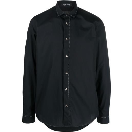 Philipp Plein camicia con cuciture a contrasto - nero