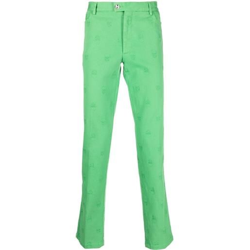 Philipp Plein jeans dritti con ricamo - verde