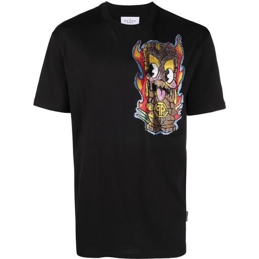 Philipp Plein t-shirt hawaii con decorazione - nero