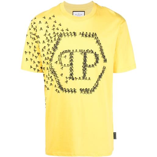 Philipp Plein t-shirt con stampa skull bones - giallo