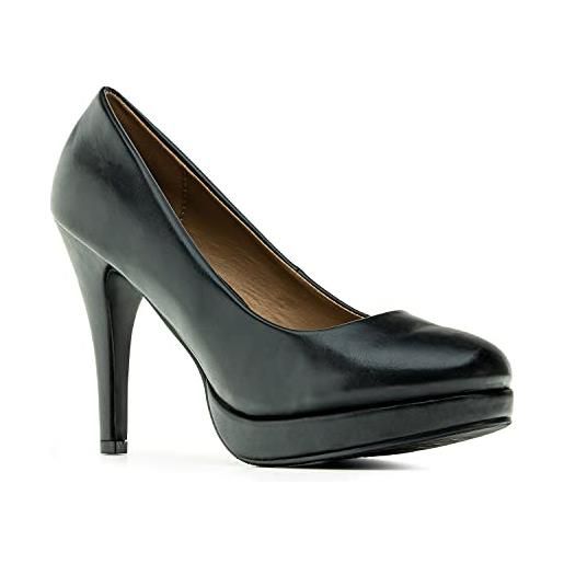 Andrés Machado - eleganti décolleté per donna/ragazza - am554 - scarpe alte/tacchi alti - con tacco di 11,0 cm, con plateau e punta rotonda - nero, eu 33