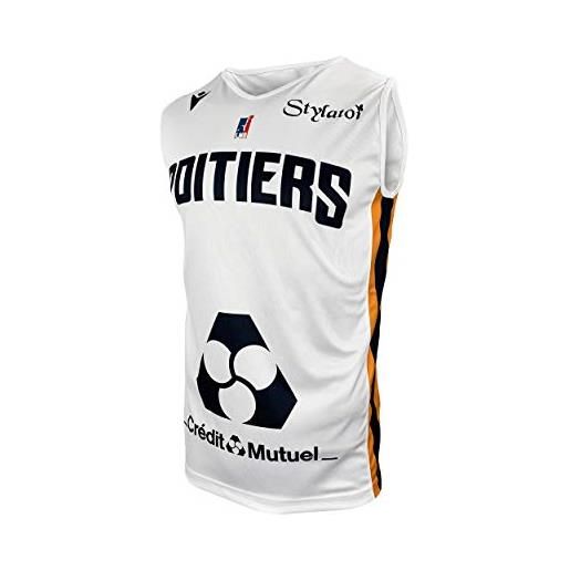 Poitiers Basket 86 giustiers basket 86 - maglia ufficiale da basket per bambini 2019-2020, bambini, maillot_dom_poitiers, bianco, fr: xs (taille fabricant: 14 ans)