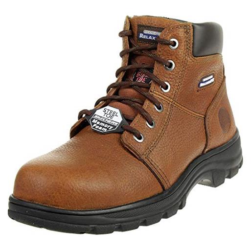 Skechers workshire, stivali per lavori industriali uomo, brown embossed leather, 45 eu
