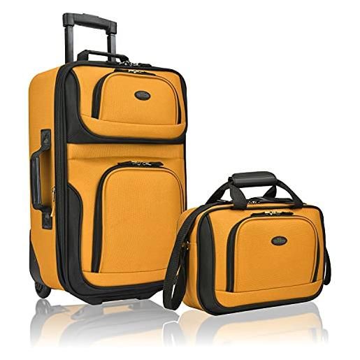 Traveler'S Choice u. S. Traveler rio handgepäck-set aus robustem stoff, erweiterbar, senape/arancia, taglia unica, rio - set di valigie espandibili resistenti