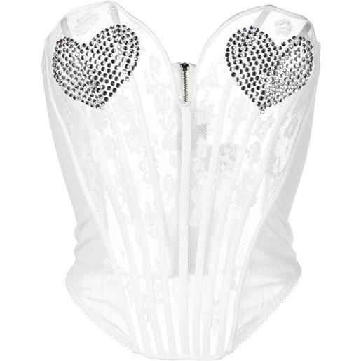 Seen Users top in stile corsetto con motivo a cuori - bianco