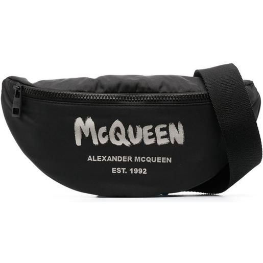 Alexander McQueen borsa tote con stampa graffiti - nero