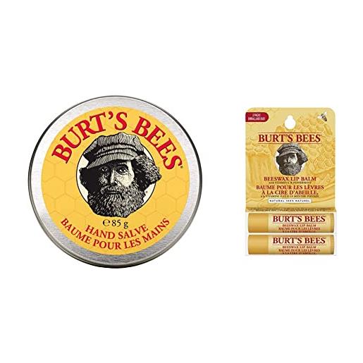 Burt's Bees, balsamo per le mani, 85 g & balsamo labbra idratante, di origine naturale, confezione da 2 tubetti - 30 g