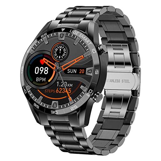 LIGE smart watch, 1.3 full touch screen bluetooth fitness tracker con monitoraggio della frequenza cardiaca del sonno pressione sanguigna ip67 impermeabile orologi da uomo