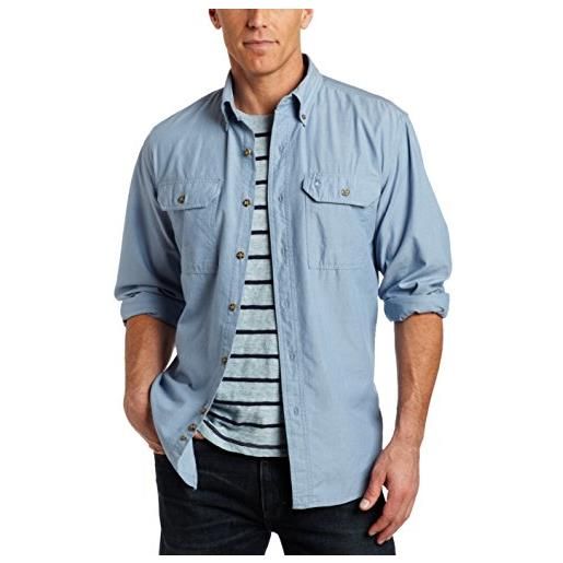 Carhartt camicia da uomo, leggera, in chambray, con bottoni sul davanti, vestibilità comoda, s202 blue chambray small