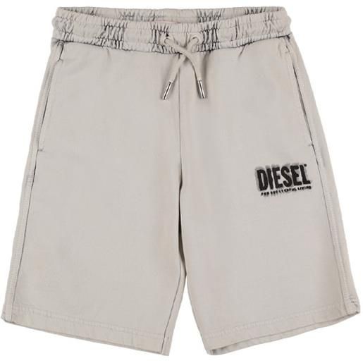 DIESEL KIDS shorts in felpa di cotone con logo