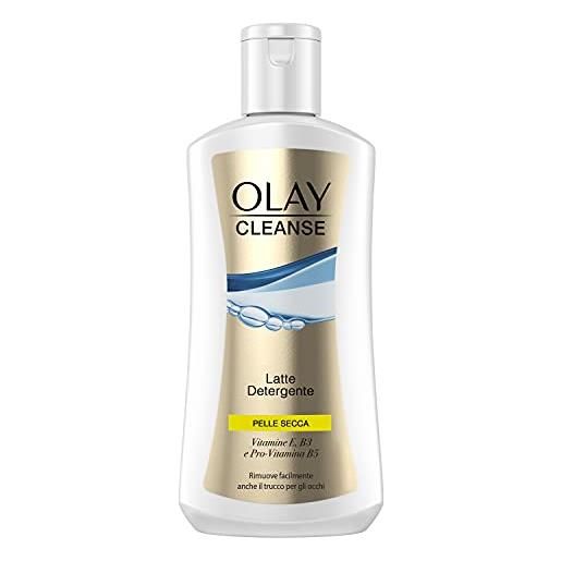Olay/olaz cleanse, latte detergente struccante, per pelli secche, rimuove facilmente anche il trucco degli occhi, 200ml