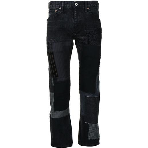 Junya Watanabe MAN jeans crop con design patchwork - nero