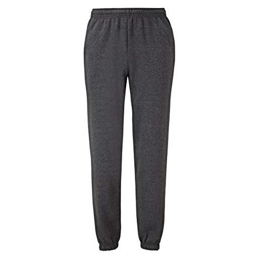 Fruit of the Loom classic jog pants - pantaloni da jogging da uomo, con orlo elastico o aperto, grigio scuro, l