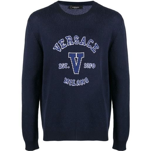 Versace maglione con intarsio - blu