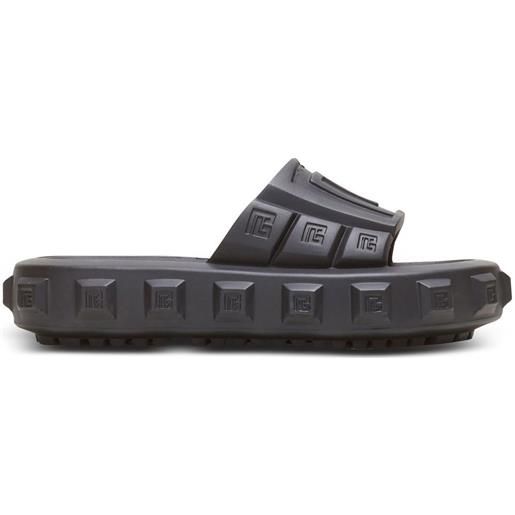 Balmain sandali slides con logo goffrato - nero
