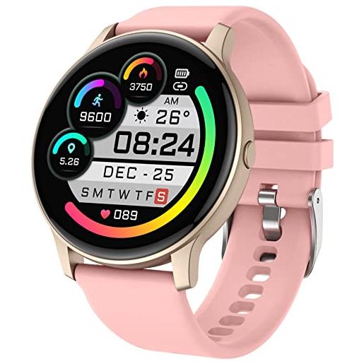 findtime orologio da polso rosa per uomo e donna ip68 impermeabile fitness tracker per ios e android, orologio sportivo con monitor del sonno, contapassi orologio
