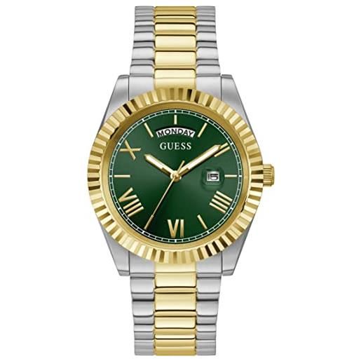 Genérico orologio guess acciaio bicolore oro quadrante verde gw0265g8, acciaio
