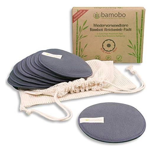 Bamobo [10 pezzi] - cuscinetti struccanti riutilizzabili in bambù, riutilizzabili, [xl 10 cm], antibatterici e ipoallergenici, grandi, naturali e di lusso. 