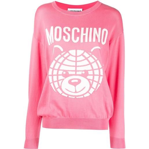 Moschino maglione con intarsio teddy bear - rosa