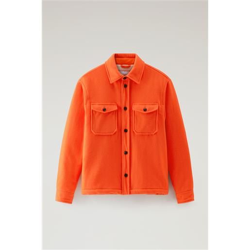 Woolrich uomo giacca a camicia in misto lana vergine con fodera in sherpa serving the people / Woolrich arancione taglia s