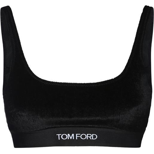 TOM FORD top in velluto stretch con logo