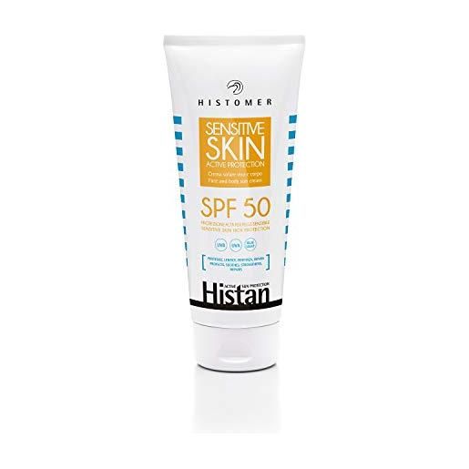 HISTOMER histan sensitive skin active protection spf 50 - crema solare per pelli sensibili protezione alta spf 50 - uva- uvb -blue light - dermatologicamente testata - anti photoageing - 200 ml