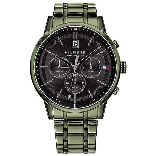 Tommy Hilfiger orologio analogico multifunzione al quarzo da uomo con cinturino in acciaio inossidabile verde - 1791634