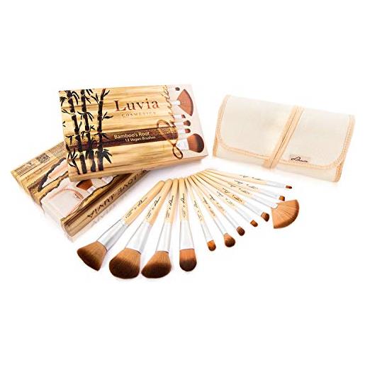 Luvia Cosmetics set pennelli make up per uso cosmetico - kit da 12 pennelli in bambù con custodia per pelli sensibili/non testato sugli animali - luvia cosmetics