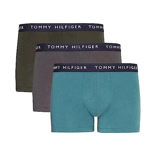 Tommy Hilfiger pantaloncino boxer vita bassa uomo confezione da 3 cotone, blu (peacoat), s