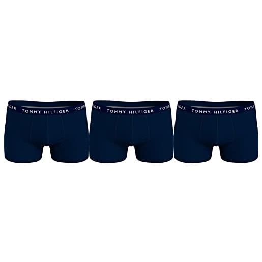 Tommy Hilfiger pantaloncino boxer vita bassa uomo confezione da 3 cotone, blu (peacoat), s