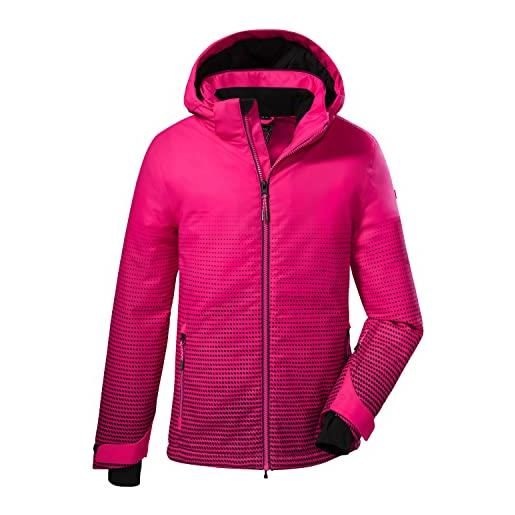 Killtec girl's giacca da sci/giacca funzionale con cappuccio e paraneve ksw 158 grls ski jckt, neon pink, 116, 38490-000