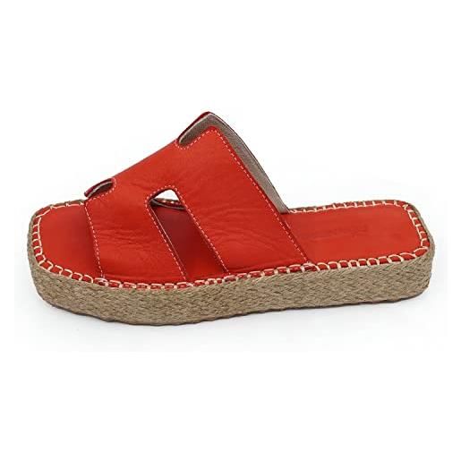Bonateks derbtrlk100181, sandali con zeppa donna, colore: rosso, 36 eu