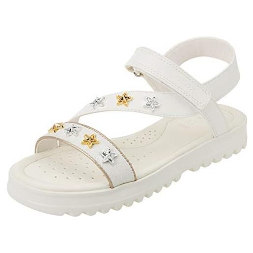 Geox j sandal coralie gir, sandali bambine e ragazze, bianco (1000 white), 37 eu