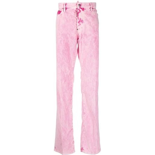 Dsquared2 pantaloni dritti con fantasia tie-dye - rosa