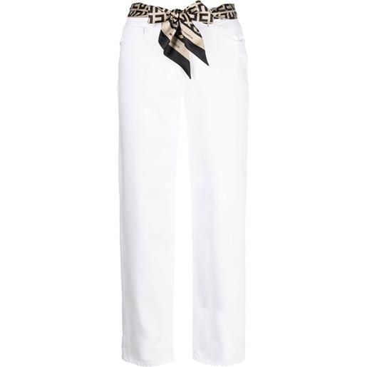 Elisabetta Franchi jeans crop con cintura - bianco
