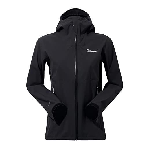 Berghaus mehan - giacca impermeabile ventilata da donna, resistente e traspirante, colore nero, taglia 48