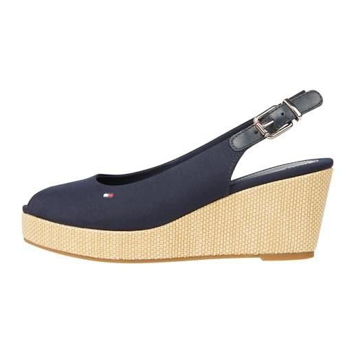 Tommy Hilfiger espadrillas wedge donna iconic elba sling back wedge tacco a zeppa, rosa (whimsy pink), 39