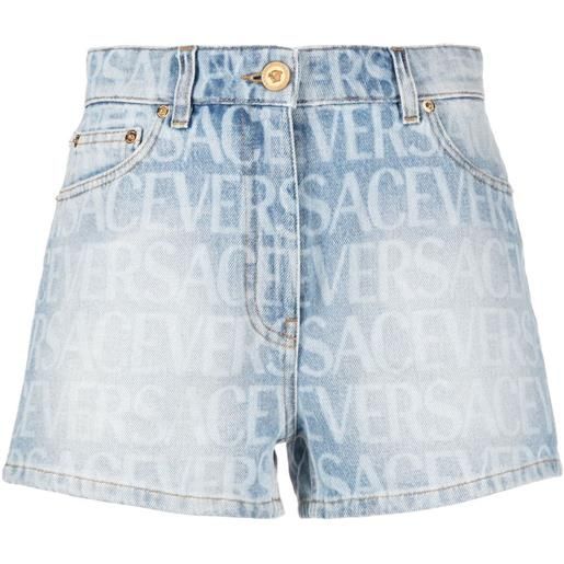 Versace shorts denim con stampa - blu