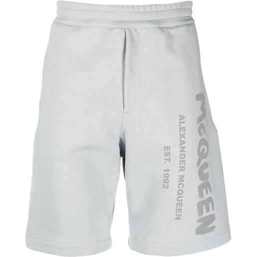 Alexander McQueen shorts sportivi con stampa - blu